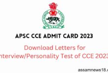 APSC CCE Admit Card 2023